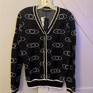 Anna Sui Black and White Patterned Cardigan